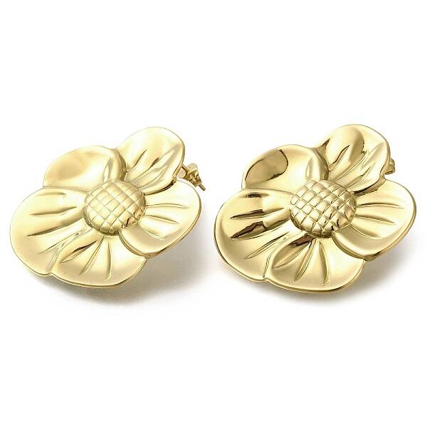 Ion Plating(IP) 304 Stainless Steel Flower Stud Earrings