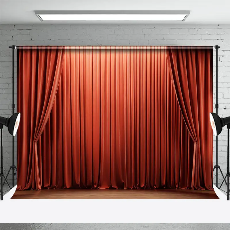 Retro Red Theater Curtain Stage Photo Booth Backdrop - Aperturee