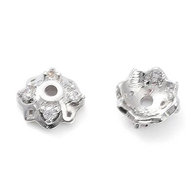 Brass with Clear Cubic Zirconia Bead Caps