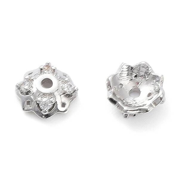 Brass with Clear Cubic Zirconia Bead Caps
