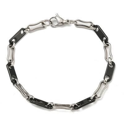 Two Tone 201 Stainless Steel Oval Link Chain Bracelet
