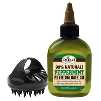 Difeel Peppermint Premium Hair Oil  + Scalp Massage Brush - 75ml Help Fight Dry and Flaky Scalp for Any Type of Hair.