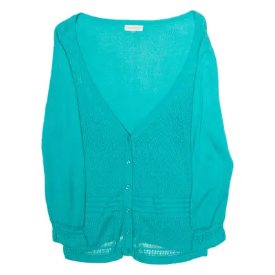 MONSOON Womens Cardigan Green V-Neck Tight Knit M