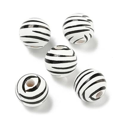 Printed Wood European Beads