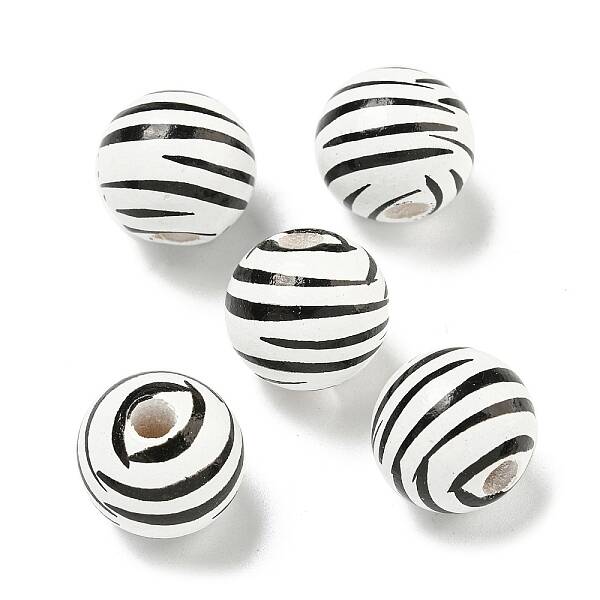 Printed Wood European Beads