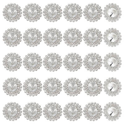 US 30Pcs Alloy Rhinestone Shank Buttons
