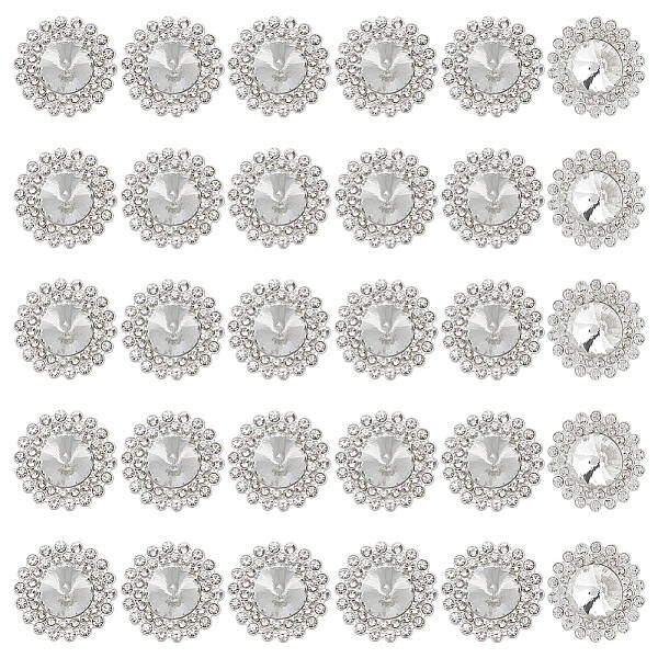 US 30Pcs Alloy Rhinestone Shank Buttons