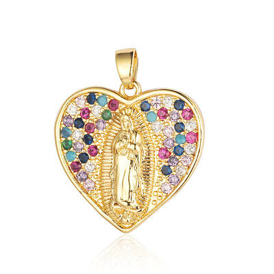 Brass Micro Pave Colorful Cubic Zirconia Pendants