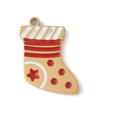 Christmas Theme Ion Plating(IP) 304 Stainless Steel Enamel Charms