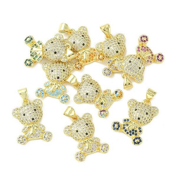 Brass Micro Pave Cubic Zirconia Pendants