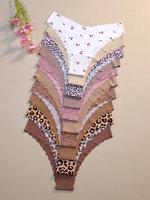 Women's Solid/ Fruit / Leopard Print Knicker, Casual Soft Comfy Breathable Seamless Knicker for Daily Wear, Lady Underwear fo...