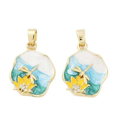 Brass Micro Pave Clear Cubic Zirconia Pendants