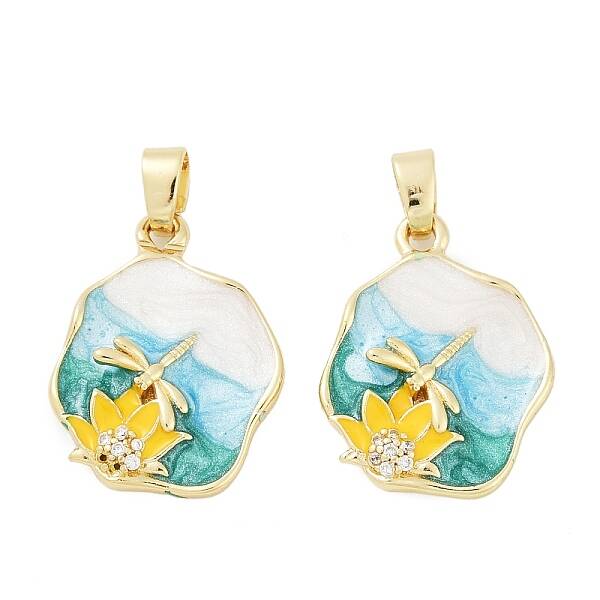 Brass Micro Pave Clear Cubic Zirconia Pendants