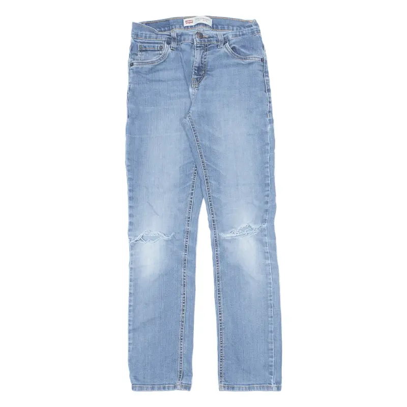 LEVI'S Distressed Jeans Blue Denim Slim Straight Stone Wash Boys W24 L29