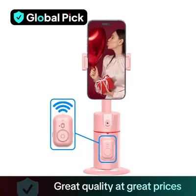 Global Pick 360° Rotatable Selfie Phone Holder, USB Rechargeable Selfie Stick with AI Face Recognition, Desktop Live Streami...