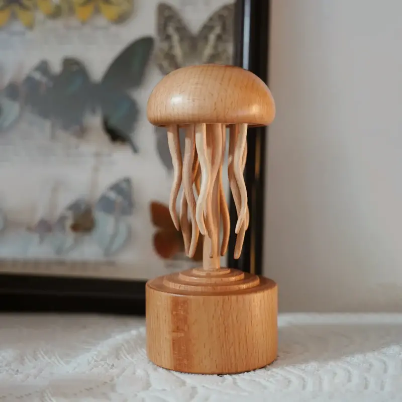 BAI GU UNCLE  Handmade Self-healing Wooden Mechanical Jellyfish Creative Gift for Christmas or Birthday New House Decoration ...