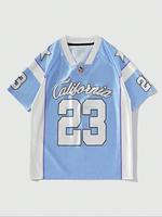 Men's Letter Print Californiam 23 Baseball Jersey, Loose Casual Short Sleeve T-shirt for Summer, Men's Top for Outdoor Sports