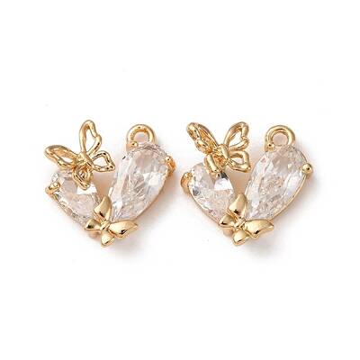 Brass Micro Pave Cubic Zirconia Charms