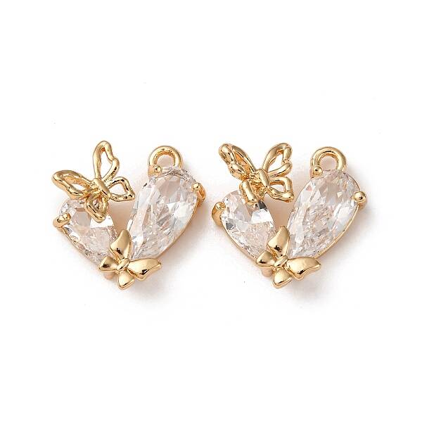 Brass Micro Pave Cubic Zirconia Charms