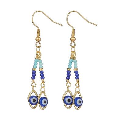 Glass Evil Eye Dangle Earrings