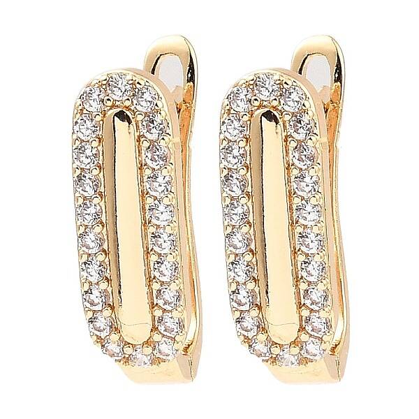 Brass Micro Pave Cubic Zirconia Hoop Earrings