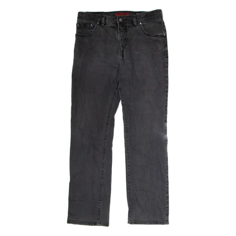 PIERRE CARDIN Black Star Mens Jeans Black Straight Charcoal Wash W36 L34