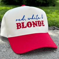 4th Of July Embroidered Canvas Trucker Hat Red White Blonde Uni Design Casual Baseball Cap Panel Trucker Hat Simple Hat