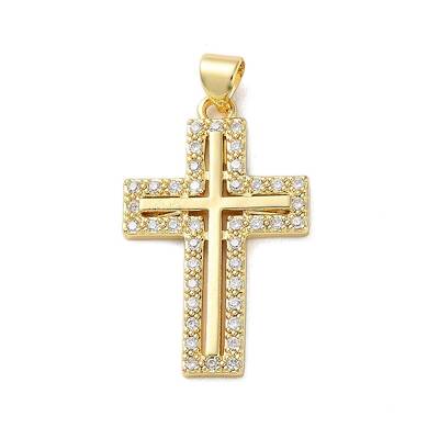 Brass Micro Pave Clear Cubic Zirconia Pendants