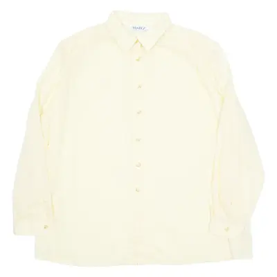 VANITY Womens Oversized Shirt Yellow Collared Long Sleeve L