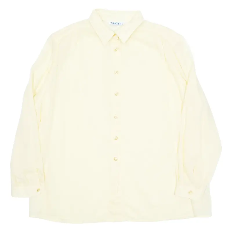 VANITY Womens Oversized Shirt Yellow Collared Long Sleeve L