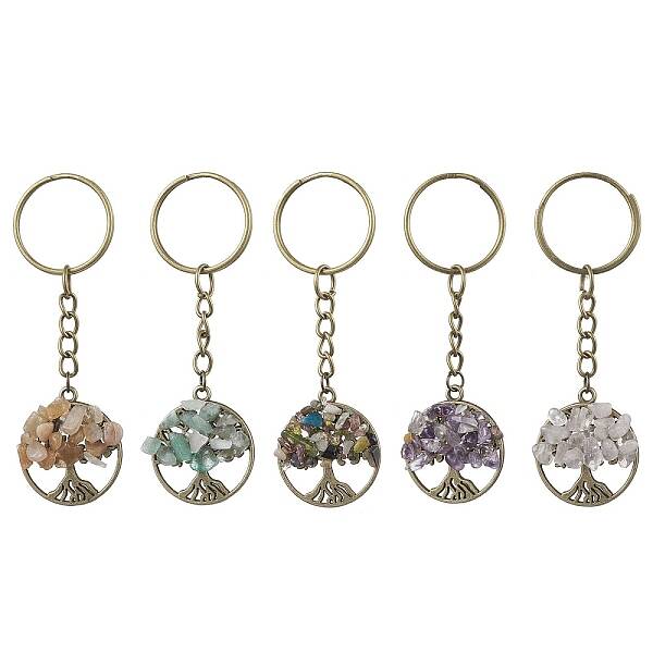 Natural Mixed Gemstone Keychains
