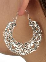 Vintage Hollow Out Flower Design Hoop Earrings (1 Pair), Boho Style Earrings for Women, Fashion Boho Style Jewelry for Party,...
