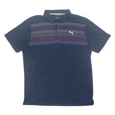 PUMA Mens Polo Shirt Blue Striped L