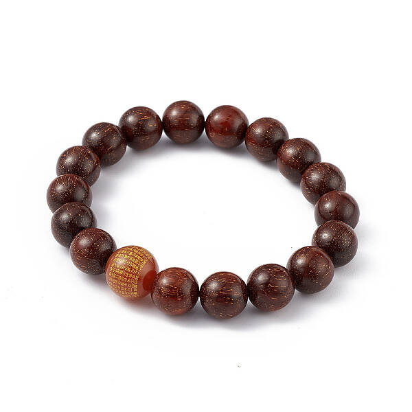 Sandalwood Round Beaded Stretch Bracelet