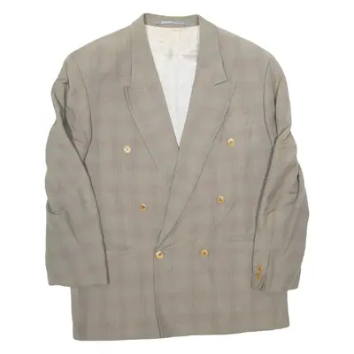 REDPOINT Mens Blazer Jacket Grey Viscose 90s Check L