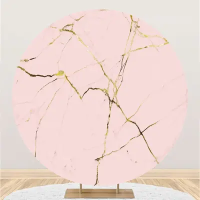 Aperturee Sweet Pink And Glitter Golden Art Theme Circle Backdrop | Circular Birthday Backdrop | Birthday Backdrop Ideas | Cu...