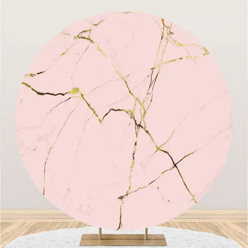 Aperturee Sweet Pink And Glitter Golden Art Theme Circle Backdrop | Circular Birthday Backdrop | Birthday Backdrop Ideas | Cu...