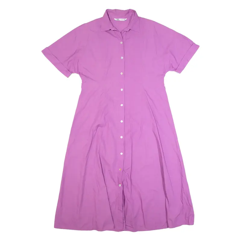 ZARA Womens Shift Dress Purple Short Sleeve Long M