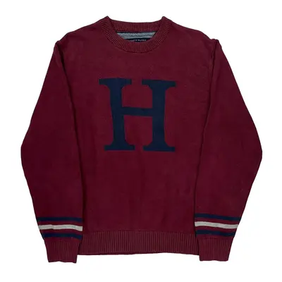 Tommy Hilfiger Graphic Jumper - XL Burgundy Cotton