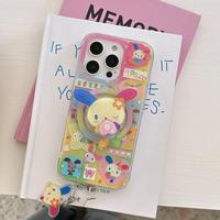 Cute Rabbit Pattern Phone Case with Rabbit Holder, Magnetic Double Layer Phone Case, Phone Accessories Compatible with iPhone...