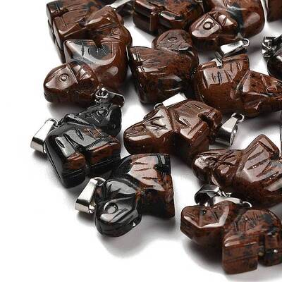 Natural Mahogany Obsidian Pendants