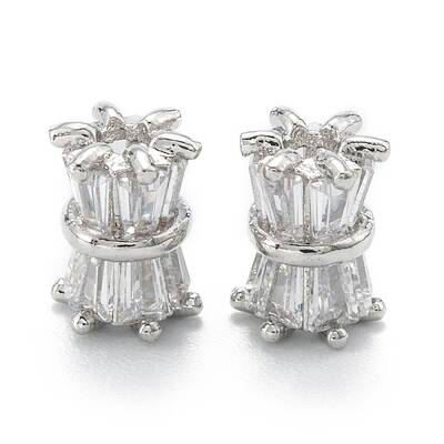 Brass Micro Pave Clear Cubic Zirconia Beads