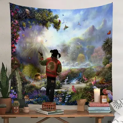 Hip Hop Style Tapestry, 1 Count Flower Pattern Wall Hanging Tapestry for Home Decor, Wall Art Decor for Home Bedroom Living R...