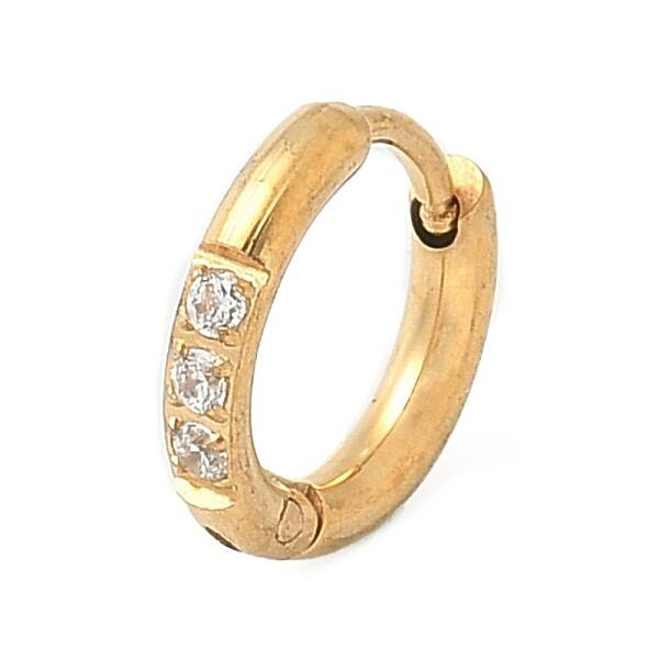 316 Stainless Steel Micro Pave Clear Cubic Zirconia Hoop Cartilage Earrings
