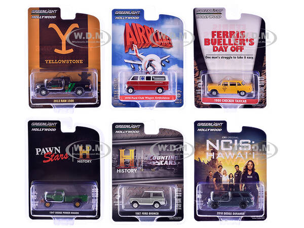Hollywood Series Set of 6 pieces Release 42 1/64 Diecast Model Cars by Greenlight
