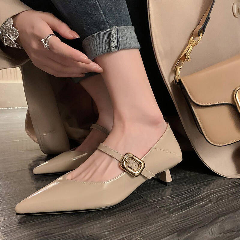 CHIKO Aylin Pointy Toe Kitten Heels Mary Jane Shoes