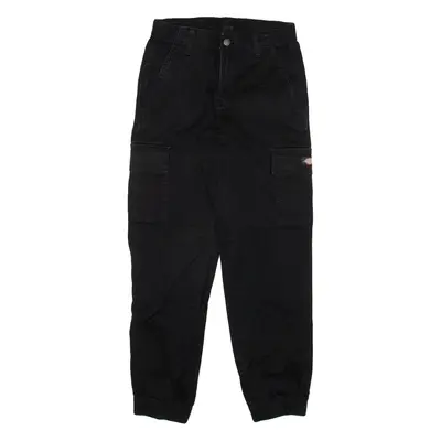 DICKIES Cuffed Cargo Womens Trousers Black Relaxed Tapered W26 L29