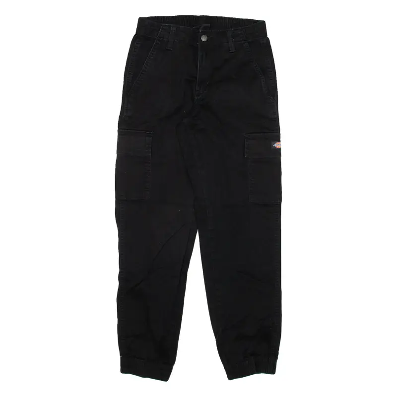 DICKIES Cuffed Cargo Womens Trousers Black Relaxed Tapered W26 L29