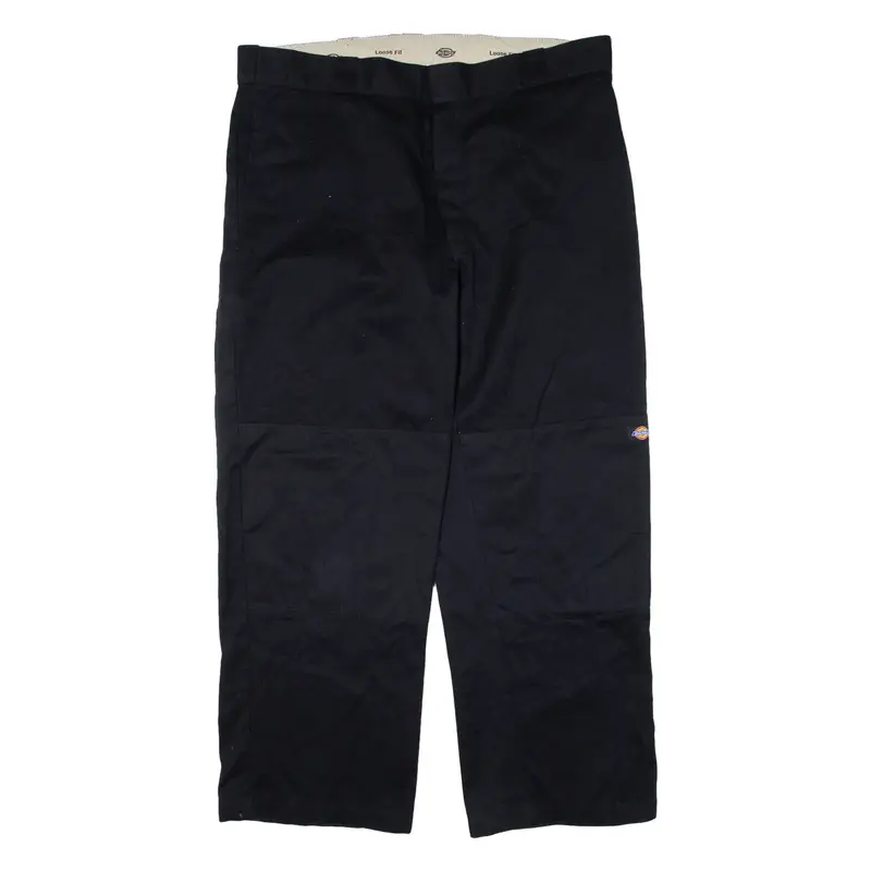 DICKIES Double-knee Workwear Mens Trousers Black Loose Straight W38 L30