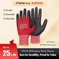 KAYGO KG18NB Safety Work Gloves - MicroFoam Nitrile Coated, Seamless Knit Nylon with Black Micro-Foam Grip, Ideal for General...
